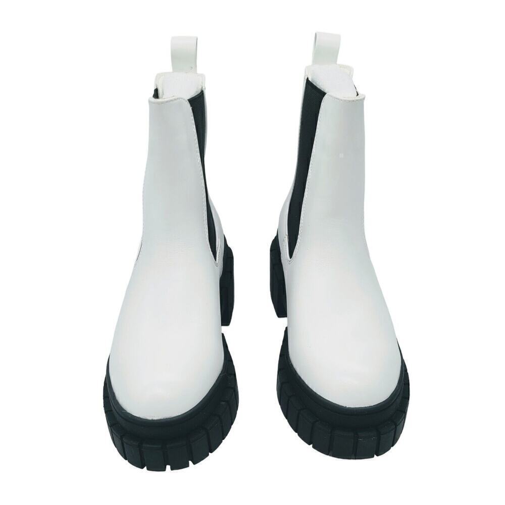 Super Chunky PLATFORM Boots Sz 5 White Chelsea Lug Sole - Picture 9 of 9